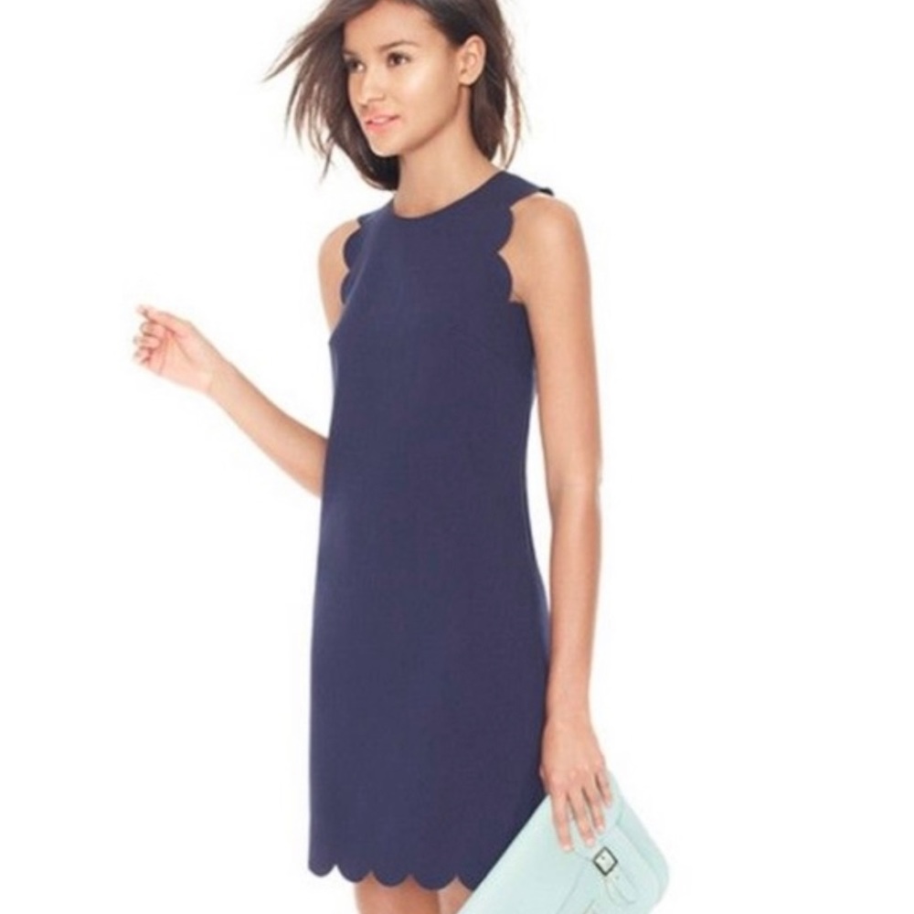 J. Crew Navy Scallop Dress
